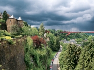 Luxemburg city, the Three Towers and the Red Bridge &quot;Rout Bréck...