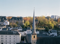 Luxembourg city, overlooking Grund and the Neumünster abbey