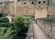 Luxembourg city, set of walls of the Grund suburb