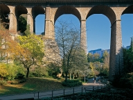 Luxembourg city, the &quot;Passerelle&quot; or Old Bridge.