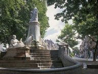 BRUSSELS, fountain in the Place des Bienfaiteurs in Schaerbeek