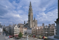 ANTWERP, the main square and the Cathedral