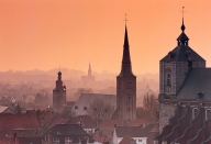BRUGES, towers of the churches of Jerusalem, St Anne and St  Walburg