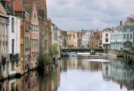 GHENT, Butcher&#039;s bridge and houses along the Leie